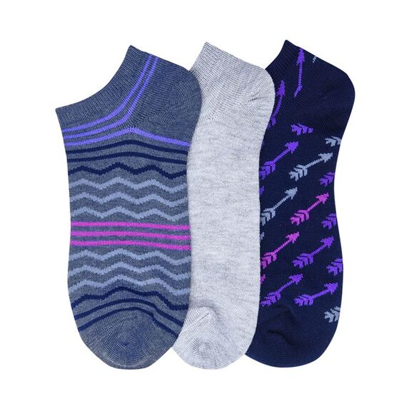 Purple & Gray Arrow & Chevron Print 3-Pack Ankle Socks - Picture 4 of 5